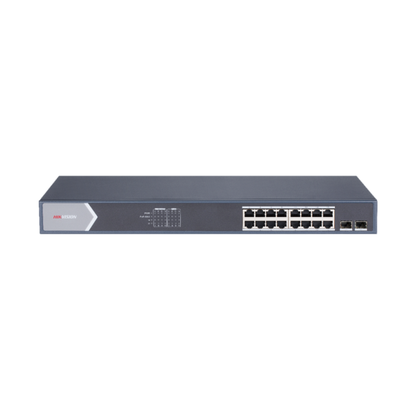 Switch 16 PoE + ports 10/100/1000 Mbps 2 SFP ports Uplink Hik ProConnect Hikvision Smart management