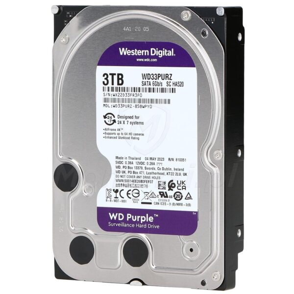 3 TB Hard Disk (3072Gb). Western Digital Purple. WD33PURZ